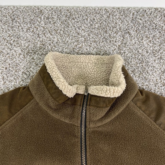 Tag Safari Jacket Mens Large Brown Sherpa Fleece Full Zip Faux Suede Outdoors - Picture 2 of 9